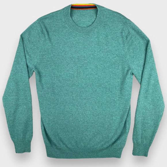 $616 PAUL SMITH 100% CASHMERE Green Crewneck Long Sleeve Sweater Mens Size M - Picture 2 of 16